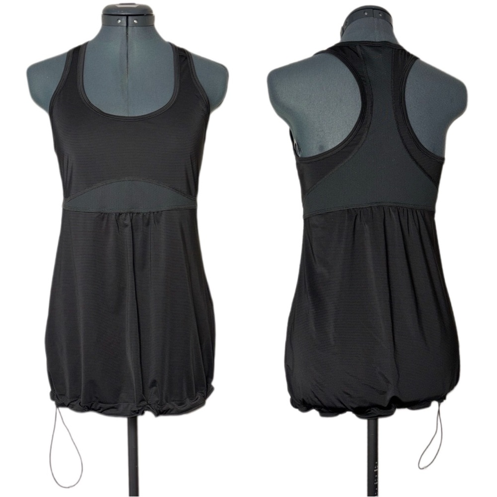 Lucy Racerback Tank Top with Cinch Hem Women's Size Medium Mesh Gray stripe